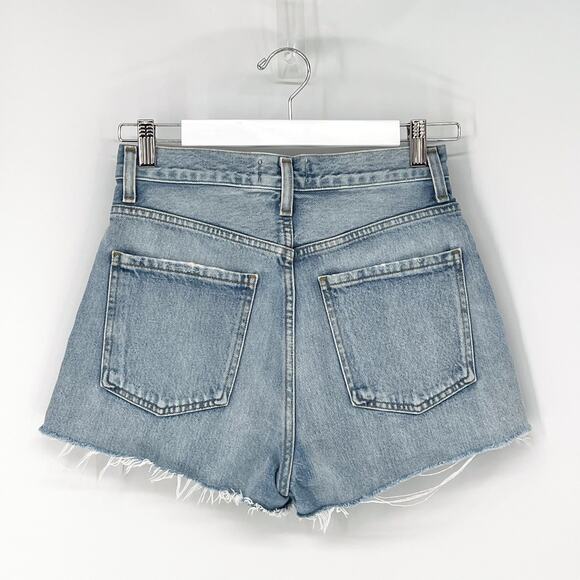 AGOLDE Mila High Rise Denim Shorts Women’s Size 26 Hazard Light Wash Raw Hem - Picture 5 of 5